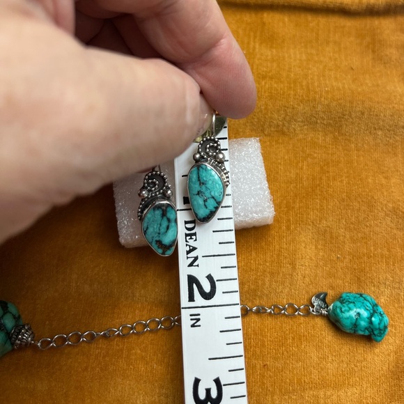 Turquoise & 925 Silver Super Chunky 24” Necklace. Earrings sold separately - Picture 8 of 8